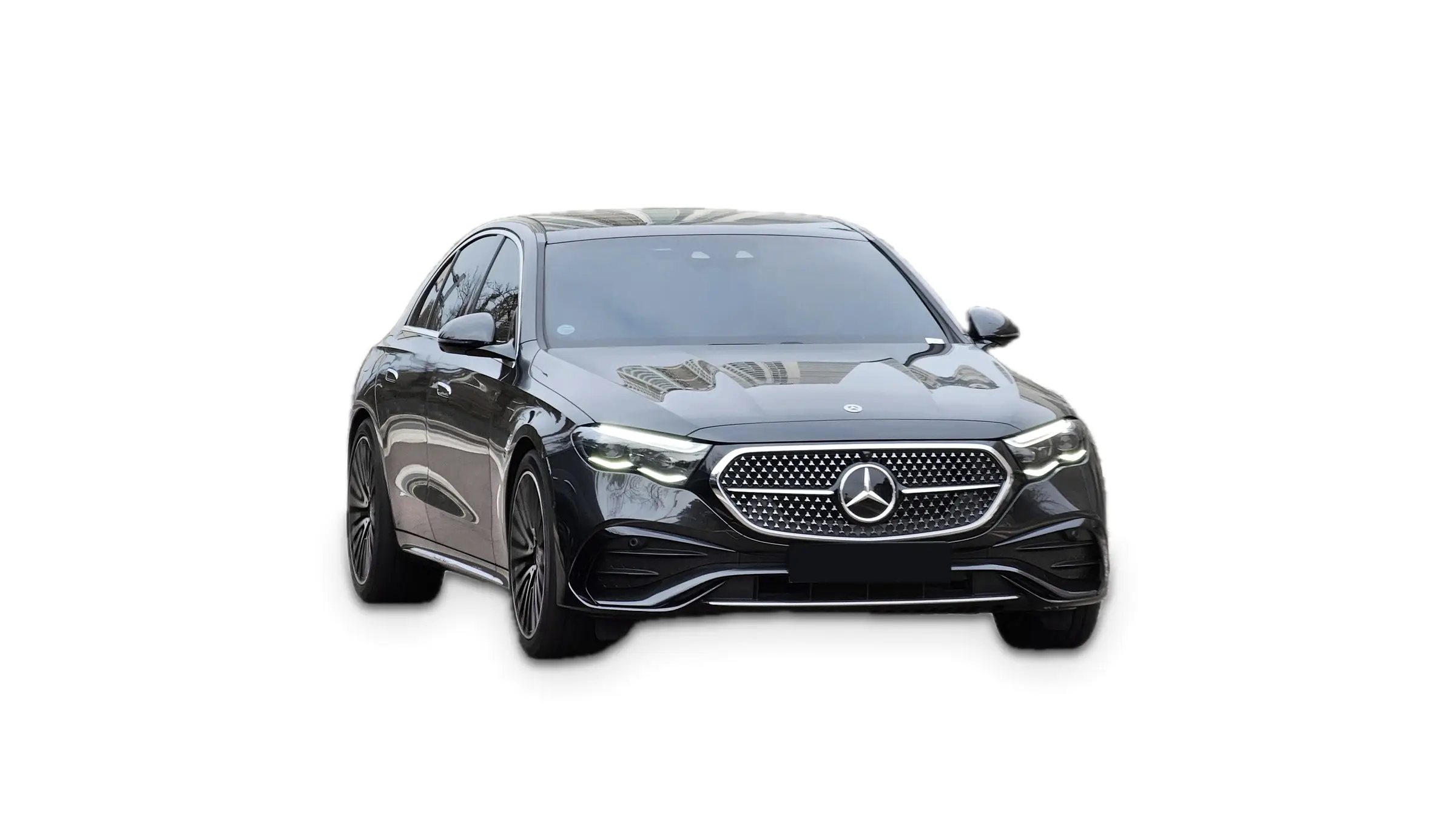 A black Mercedes-Benz E-Class saloon